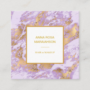 Cartão De Visita Quadrado *~* Lavanda Gold Foil Girls Luxe Marble Modern