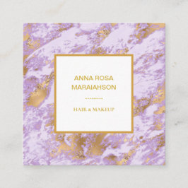 Cartão De Visita Quadrado *~* Lavanda Gold Foil Luxe Marble Modern Girls