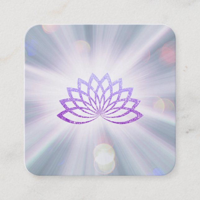 Cartão De Visita Quadrado *~* Lavanda Lotus Rays Reiki Heat Energy (Frente)