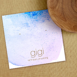 Cartão De Visita Quadrado Lavanda Watercolor Studs Ouvindo O Retentor Do Ecr