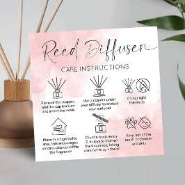 Cartão De Visita Quadrado Leed Diffuser Care Guide Elegante Cor de Água Rosa