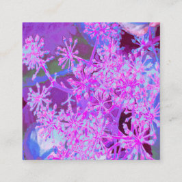 Cartão De Visita Quadrado Legal Abstrato na Natureza, em Rosa Quente e Roxo