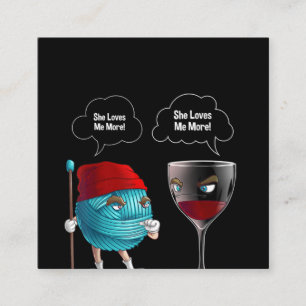 Cartão De Visita Quadrado Legal Ela Me Ama De Crochê E Agulha Engraçada De V