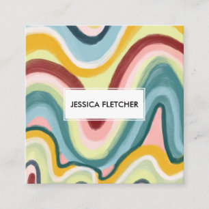 Cartão De Visita Quadrado Legal ondulações coloridas