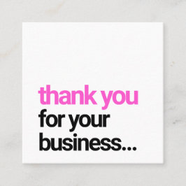 Cartão De Visita Quadrado Legal Preto Obrigado ao Cliente Inserir Apreciação