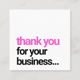 Cartão De Visita Quadrado Legal Preto Obrigado ao Cliente Inserir Apreciação