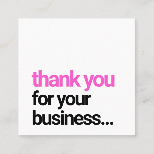 Cartão De Visita Quadrado Legal Preto Obrigado ao Cliente Inserir Apreciação (Frente)