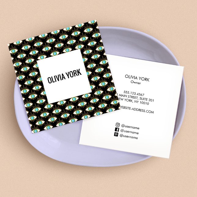 Cartão De Visita Quadrado Legal tendência Terceiro Padrão de Olhos (Criador carregado)