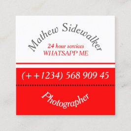 Cartão De Visita Quadrado Legal Tendência Vermelha e Branca Cúbica