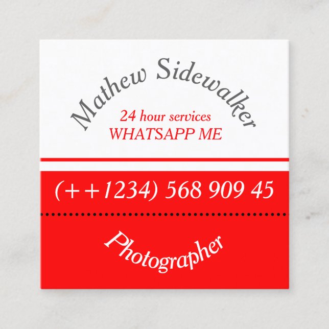 Cartão De Visita Quadrado Legal Tendência Vermelha e Branca Cúbica (Frente)