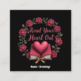 Cartão De Visita Quadrado Leia seu coração em um Haven para os amantes de li