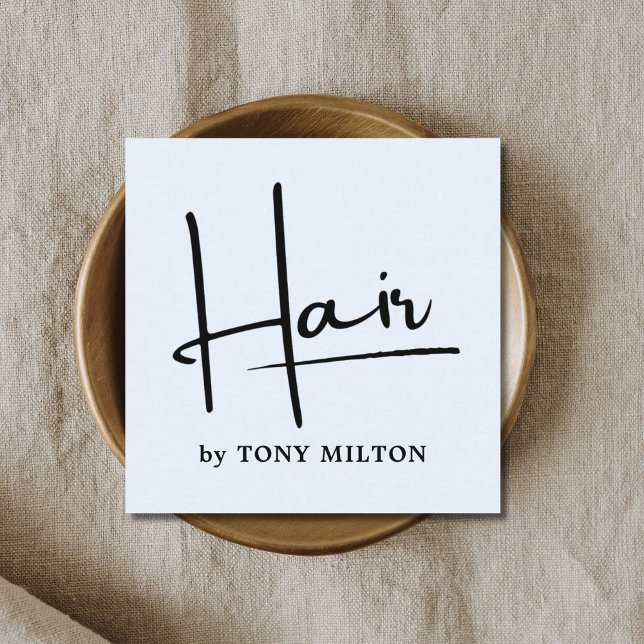 Cartão De Visita Quadrado Leitão Negra Negra Azul Moderno (Criador carregado)