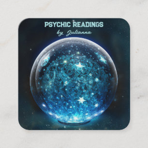 Cartão De Visita Quadrado Leitor de Tarô Médio Psicótico Crystal Ball