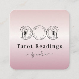 Cartão De Visita Quadrado Leitor de Tarot Celestial de Rosa de Lua Tripla de