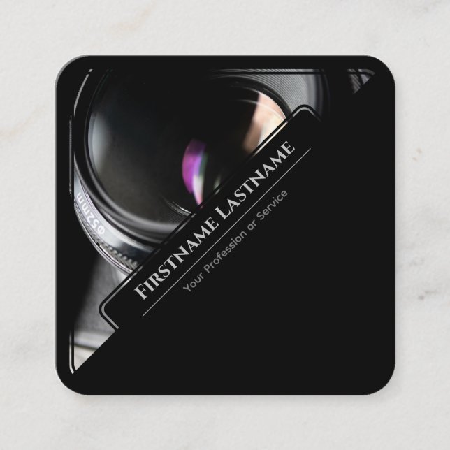 Cartão De Visita Quadrado Lentes de câmara DSLR para fotógrafos Videógrafos (Frente)