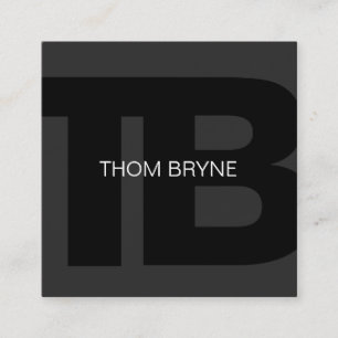 Cartão De Visita Quadrado Letra legal Moderna Black 2, preto, monograma