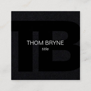 Cartão De Visita Quadrado Letra legal Moderna Black 2, preto, monograma