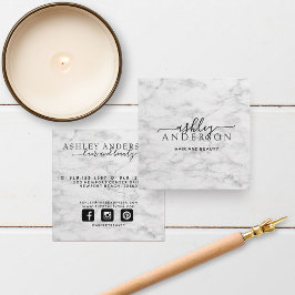 Cartão De Visita Quadrado Letra Trendy Marble Script Professional Mão