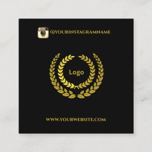 Cartão De Visita Quadrado Líder Dourado Na moda preto moderno