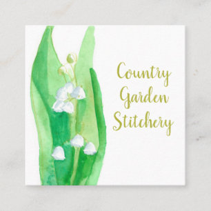 Cartão De Visita Quadrado Lily of the Valley Botanical Watercolor Flower
