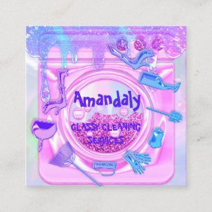 Cartão De Visita Quadrado Limpando máquina de lavar roupa QRCode do serviço