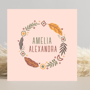 Cartão De Visita Quadrado Limpar cor-de-rosa e verde Abstrato feminina do Bo