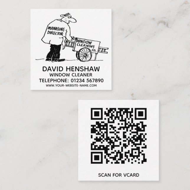 Cartão De Visita Quadrado Limpeza de Janela ou Limpeza de Janela (Frente/Verso)