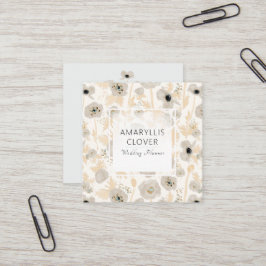 Cartão De Visita Quadrado Linda Aquarela Cinzas Amarelas Poppies Floral