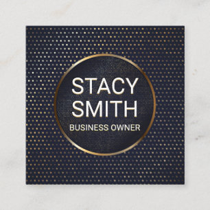 Cartão De Visita Quadrado Linhas abstrato Faixa Dourada