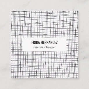 Cartão De Visita Quadrado Linhas Grelhas Mínimas Desenhadas À Mão, Negrito
