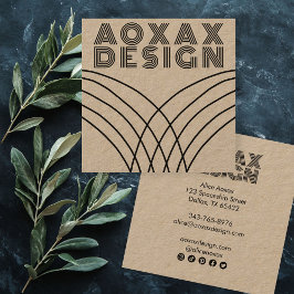 Cartão De Visita Quadrado Linhas Minimalistas Abstrato Formas Exclusivas Kra