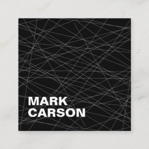 Cartão De Visita Quadrado Linhas Movimentadas Modernas Negros Negros Profiss