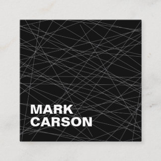 Cartão De Visita Quadrado Linhas Movimentadas Modernas Negros Negros Profiss