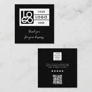 Cartão De Visita Quadrado Link de Avaliação Logotipo do Código QR Obrigado P