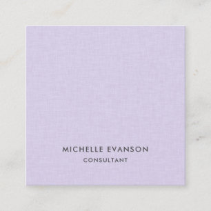 Cartão De Visita Quadrado Lino Roxo Lavanda Minimalista Elegante Profissiona