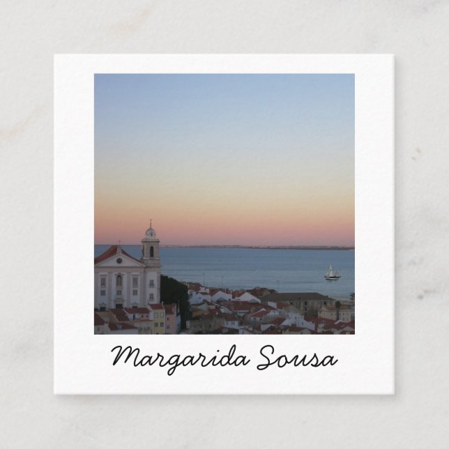 Cartão De Visita Quadrado Lisboa Portugal Cidade Europa Foto Viagem Turismo (Frente)