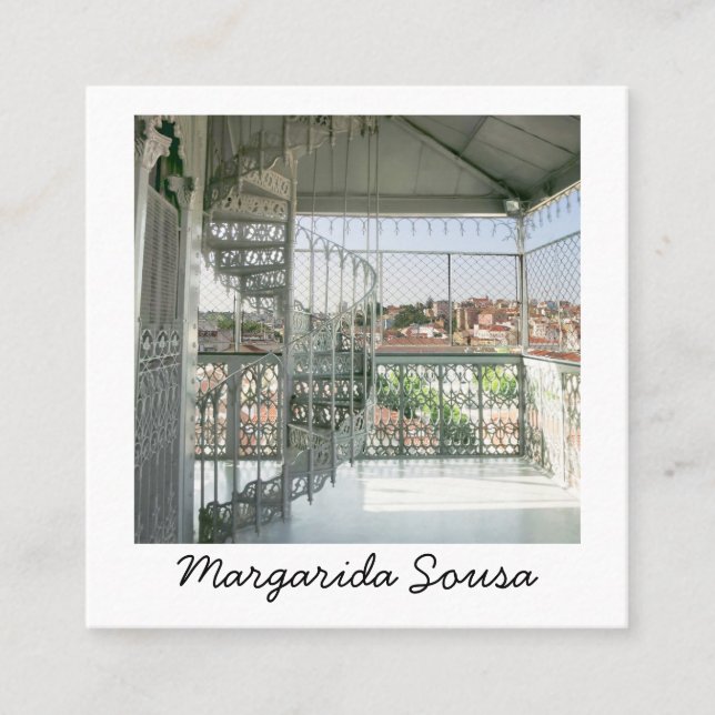 Cartão De Visita Quadrado Lisboa Portugal Cidade Europa Foto Viagem Turismo (Frente)