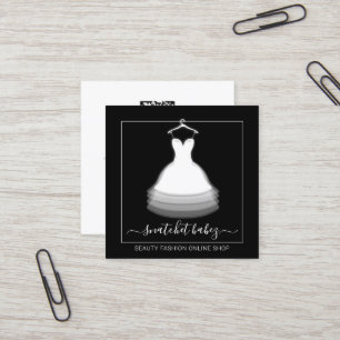 Cartão De Visita Quadrado Lista de estilos da moda Logotipo do código QR Pr