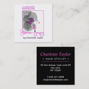 Cartão De Visita Quadrado Lista de estilos de salão de cabelo personalizada