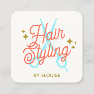 Cartão De Visita Quadrado Lista de Estilos do Cabelo Retro, Código QR da Tes