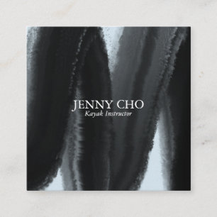 Cartão De Visita Quadrado Listra manchado de tinta preta da pintura azul