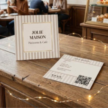 Listras Bege Elegantes Creme Francesas QR Padaria