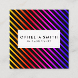 Cartão De Visita Quadrado Listras chiques coloridas