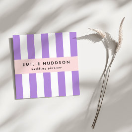 Cartão De Visita Quadrado Listras Roxas, Listras Brancas, Padrões Lançados