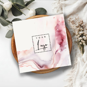 Cartão De Visita Quadrado Logo de Ágata Aquarela Rosa Escuro Boho