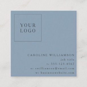Cartão De Visita Quadrado Logotipo Azul Minimalista Moderno Simples Profissi