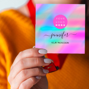 Cartão De Visita Quadrado Logotipo Boutique de ativação profissional Código