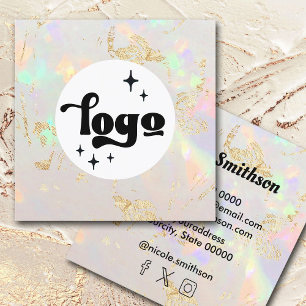 Cartão De Visita Quadrado logotipo branco opal