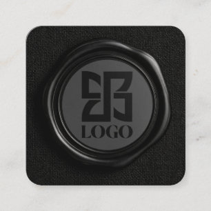 Cartão De Visita Quadrado Logotipo Comercial Elegante Cera Preta Falsa Escur