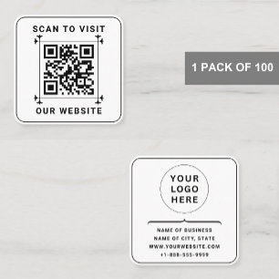Cartão De Visita Quadrado Logotipo Comercial Personalizado e Código QR Bra